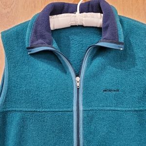 PATAGONIA SYNCHILLA TEAL GREEN AND BLUE FLEECE VEST UNISEX SIZE MEDIUM